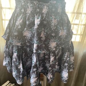 Love Shack Fancy Ruffle Mini Skirt in Blue Noir